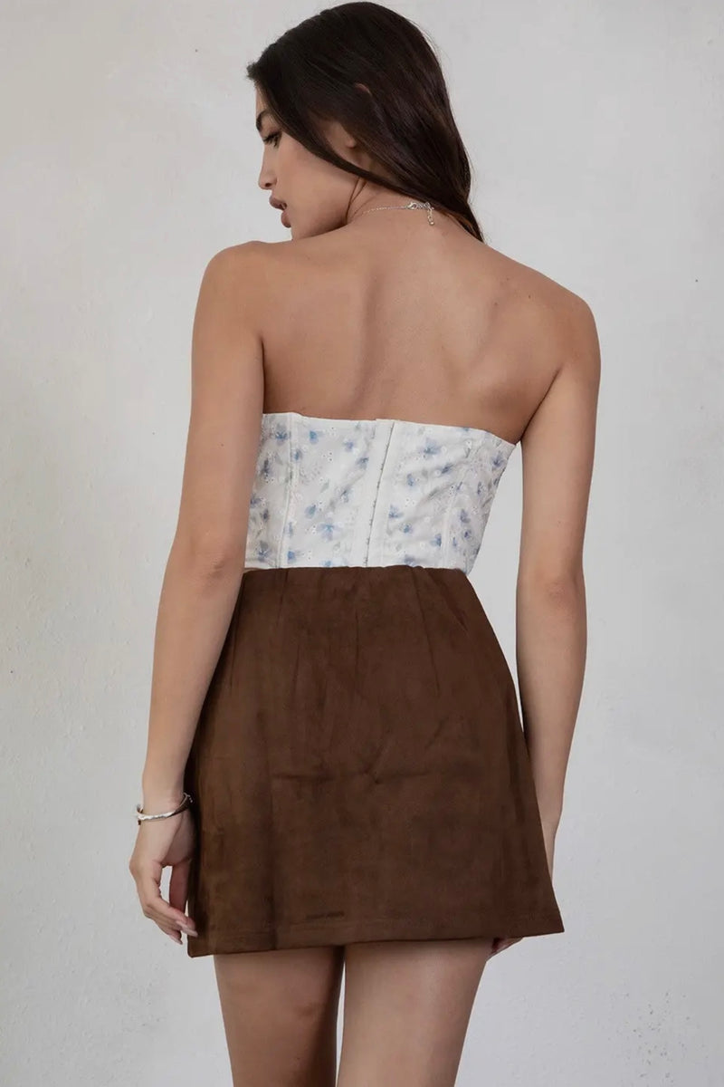Eyelet Embroidered Strapless Corset Top