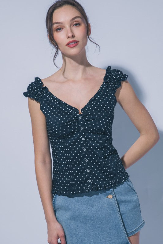 Polka Dot Ruffle Sleeve