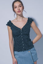 Polka Dot Ruffle Sleeve