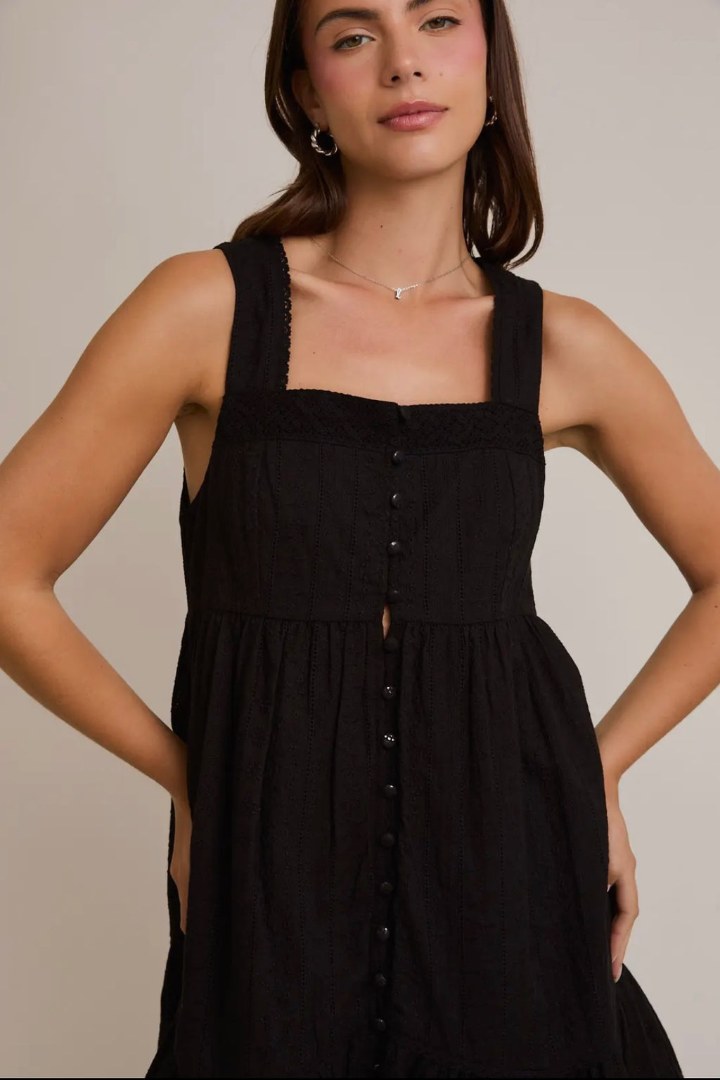 Sleeveless Mini Dress with Trim Detail