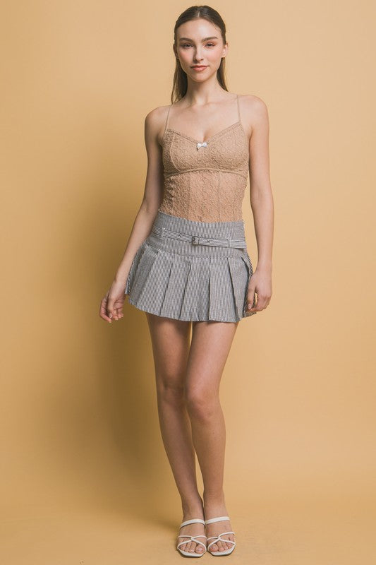 Striped Pleated Skirt