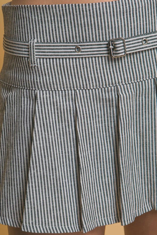 Striped Pleated Skirt