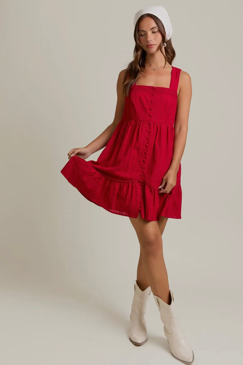 Sleeveless Mini Dress with Trim Detail