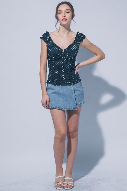 Polka Dot Ruffle Sleeve