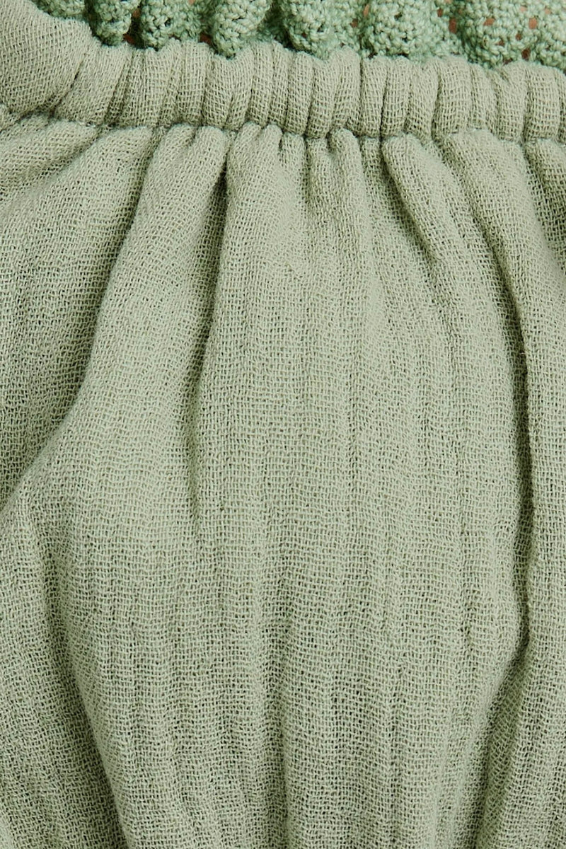 Sage Lace Trim Detail Smocked Corset Top with Mini Skort