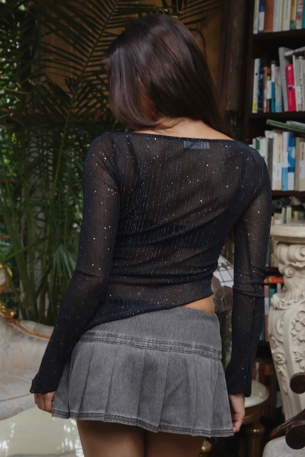 Sparkle Assymetrical Long Sleeve Top