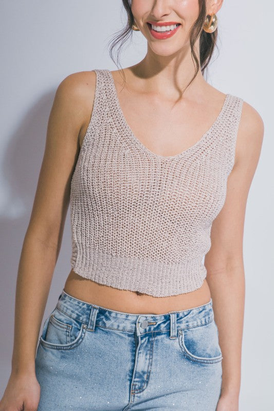Knitted Twist Back Tank Top