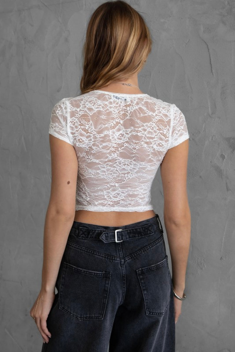 White Lace Short Sleeve