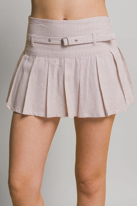 Striped Pleated Skirt