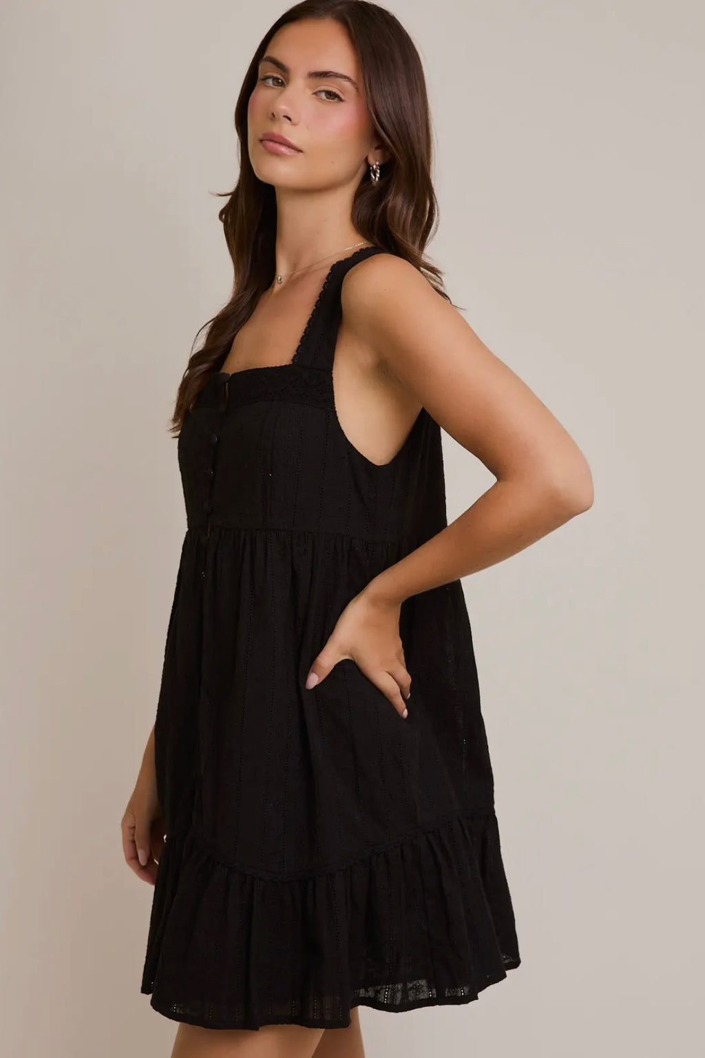 Sleeveless Mini Dress with Trim Detail