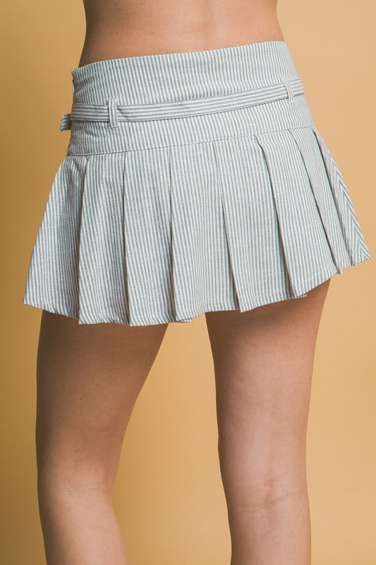 Striped Pleated Skirt