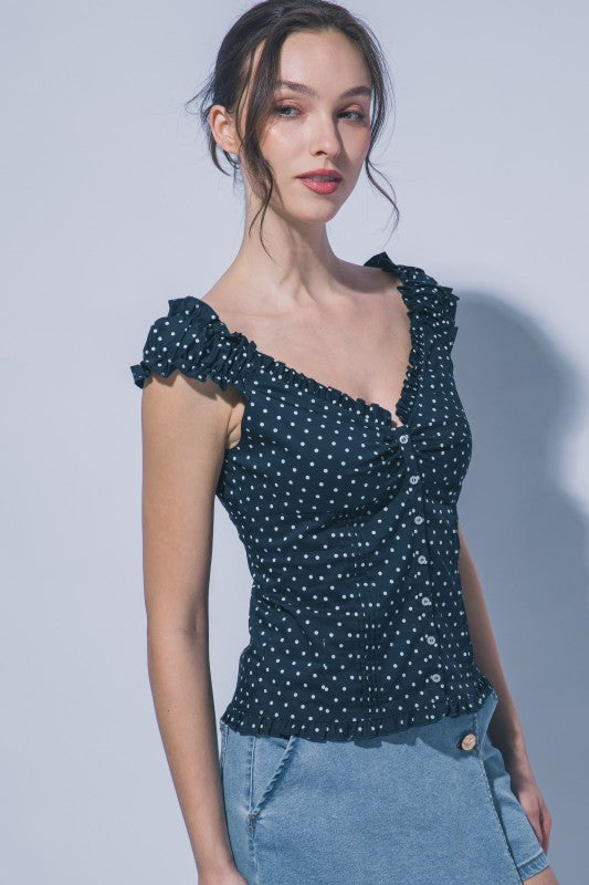 Polka Dot Ruffle Sleeve