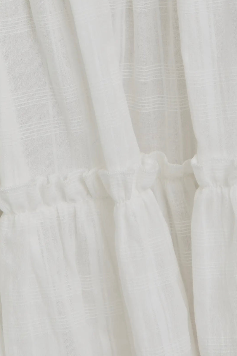 White Spaghetti Tiered Dress