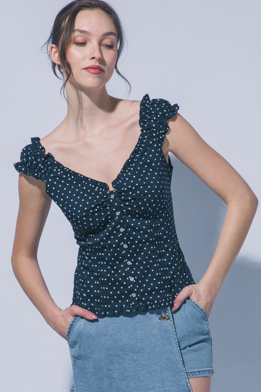 Polka Dot Ruffle Sleeve