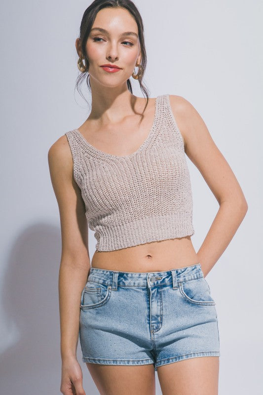 Knitted Twist Back Tank Top