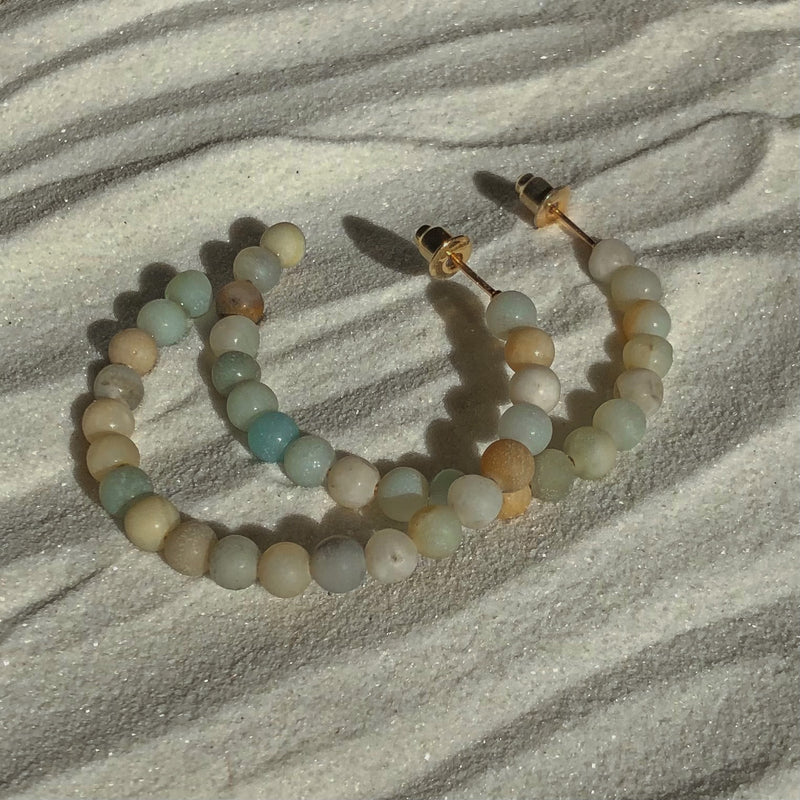 Matte Amazonite Hoop Earrings