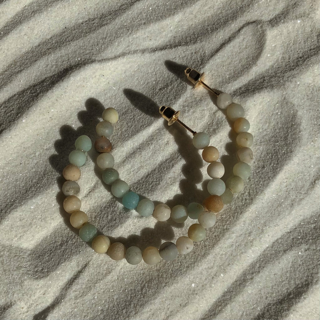 Matte Amazonite Hoop Earrings
