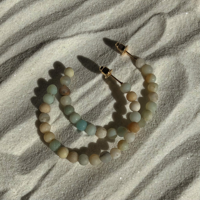 Matte Amazonite Hoop Earrings