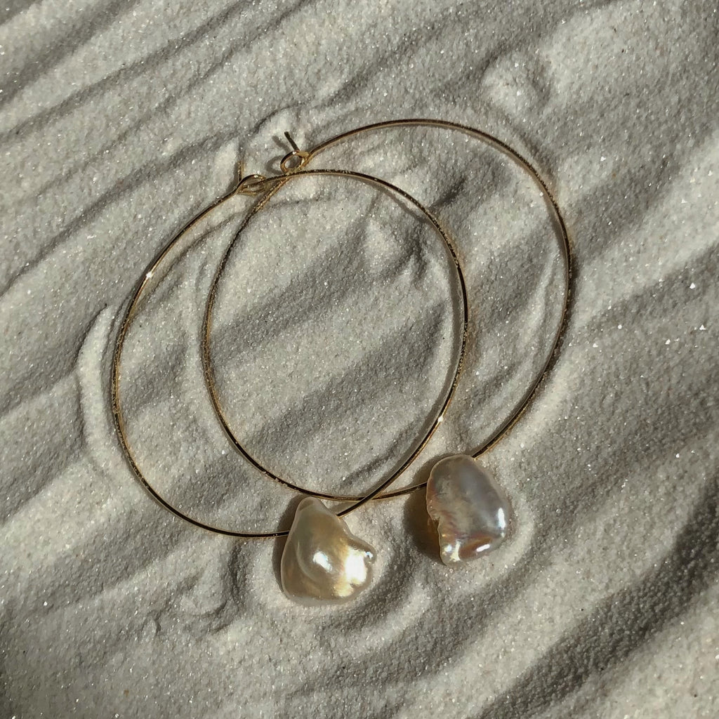Abalone Gold Hoop Earrings
