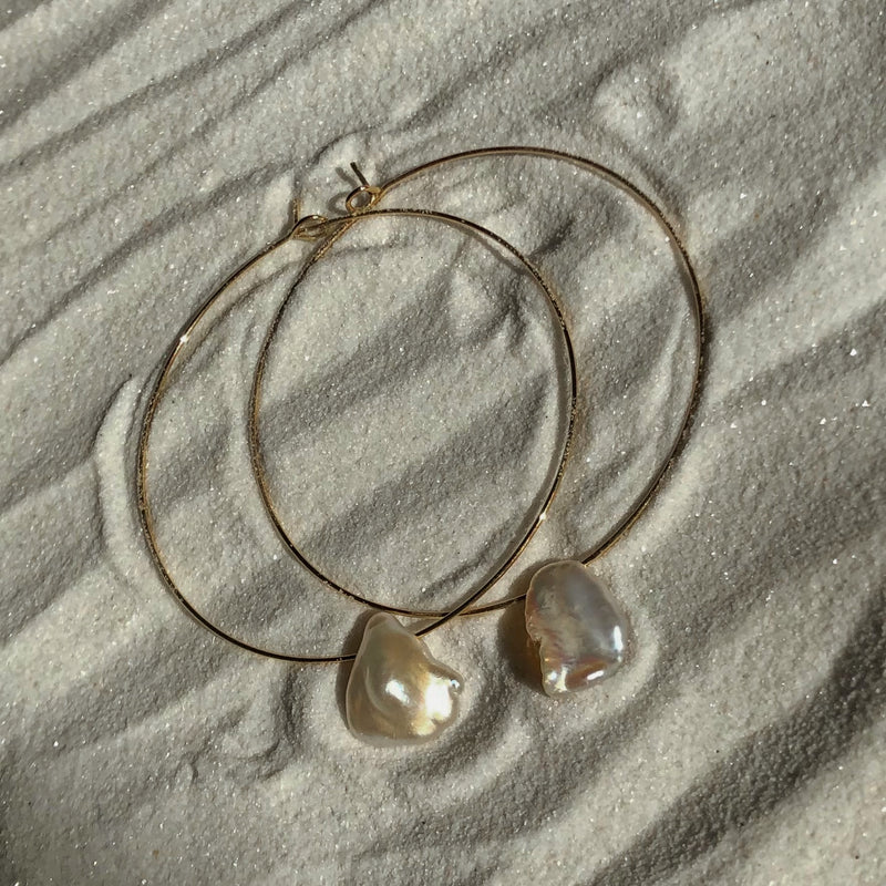 Abalone Gold Hoop Earrings