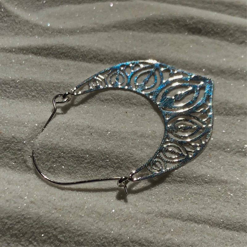 Silver Feather Designed Earrings