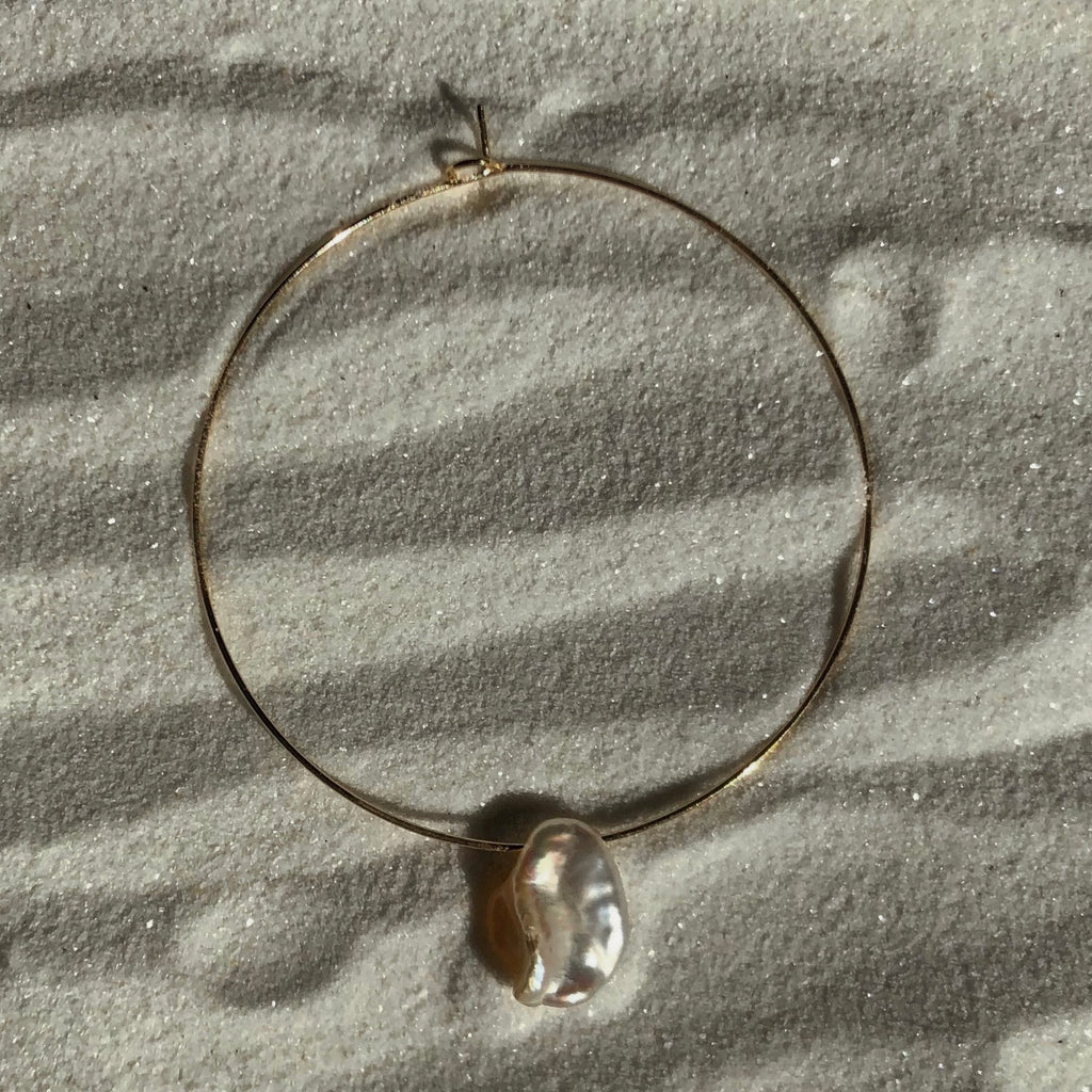 Abalone Gold Hoop Earrings