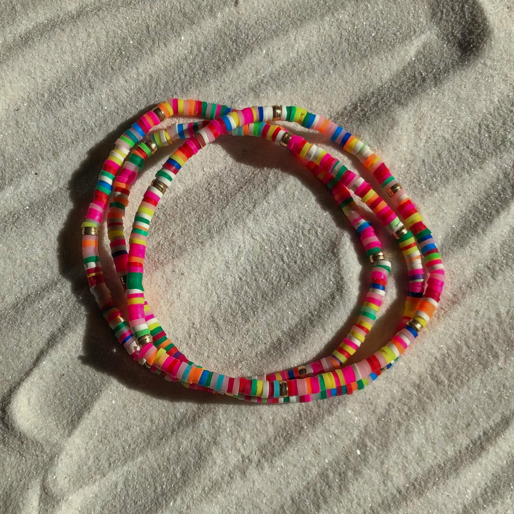 Three Stretchy Colorful Beaded Bracelets