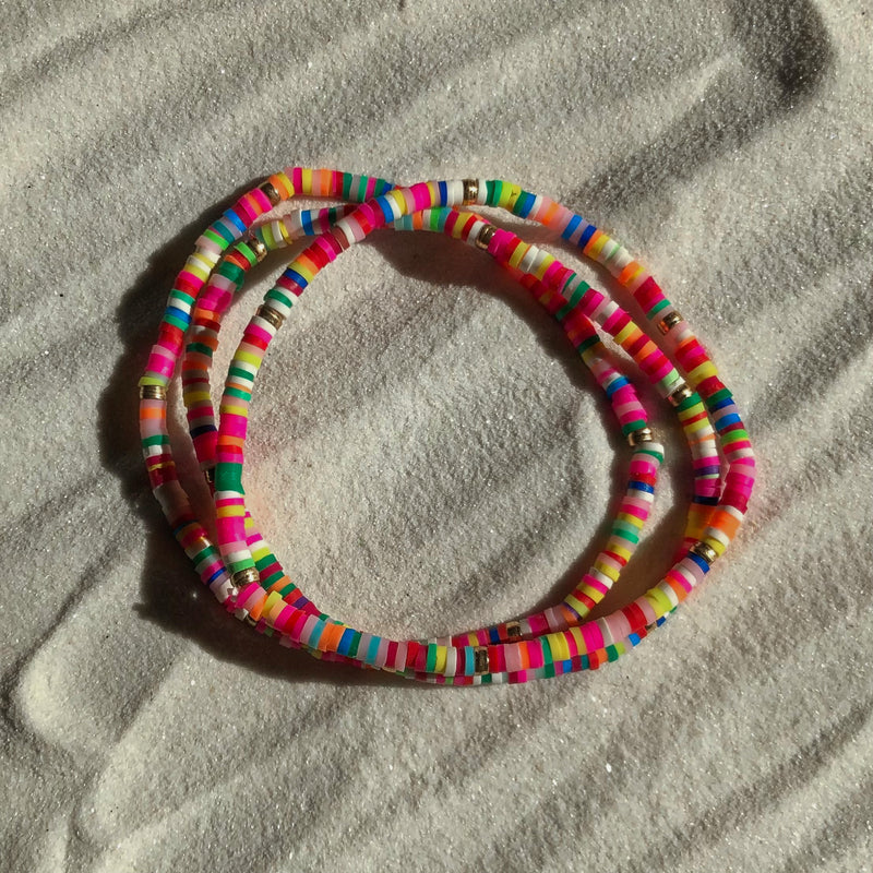 Three Stretchy Colorful Beaded Bracelets