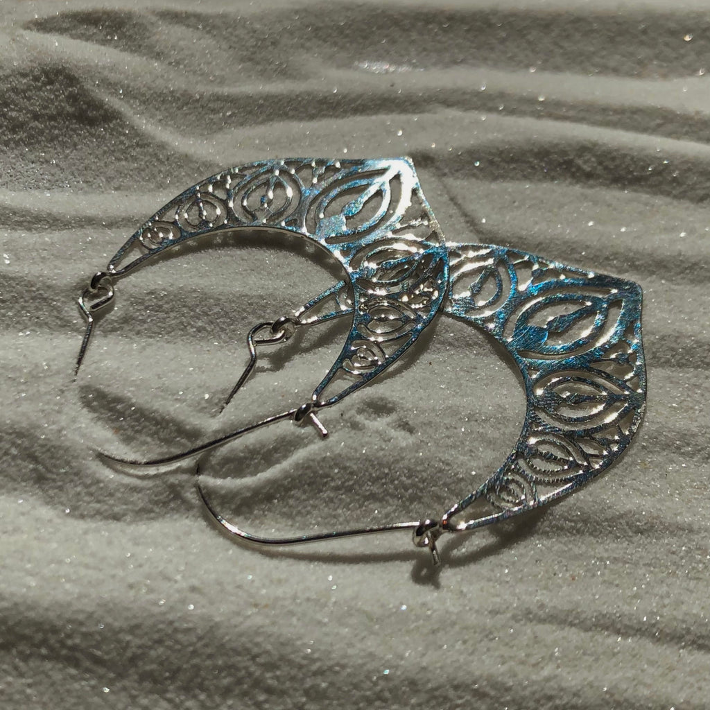 Silver Feather Designed Earrings