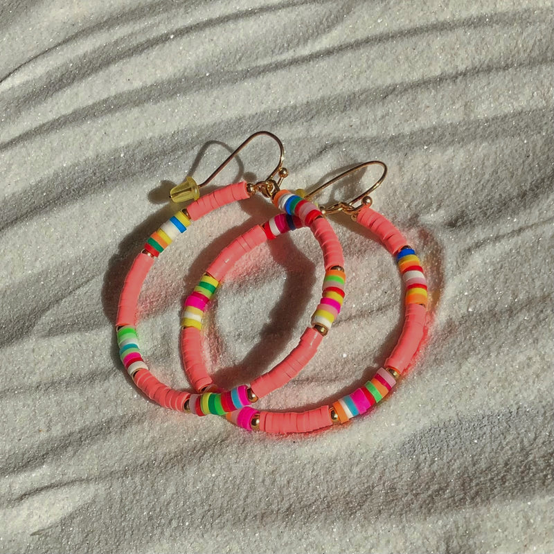 Colorful Beaded Hoop Earrings