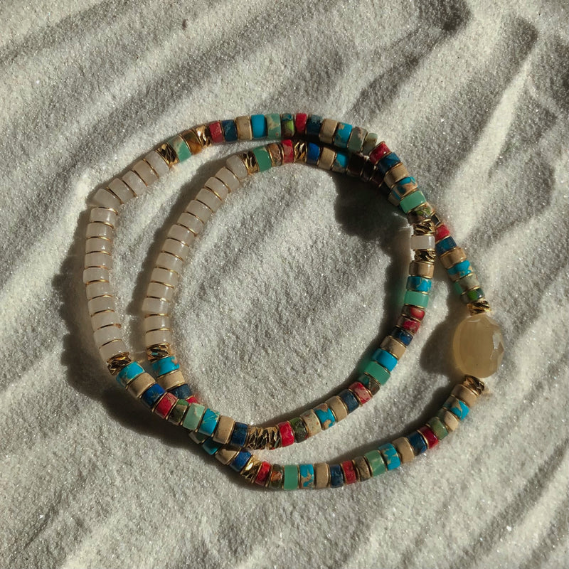Two Stretchy Boho Beaded Bracelets